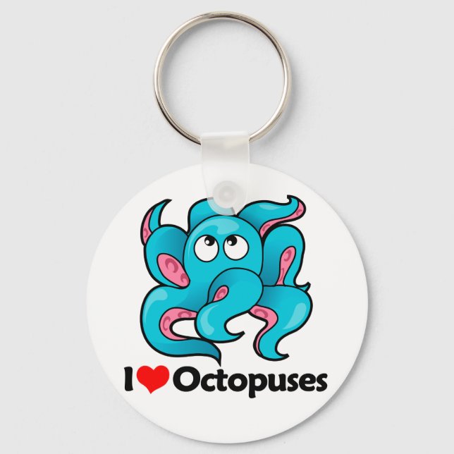 I Love Octopuses Key Ring (Front)