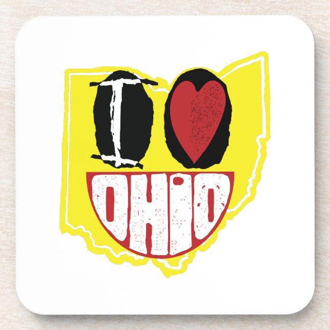 I Love Ohio Smiling Happy Face  Coaster (Front)