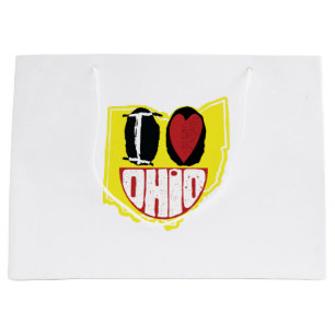 I Love Ohio Smiling Happy Face  Large Gift Bag