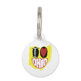 I Love Ohio Smiling Happy Face Pet Tag