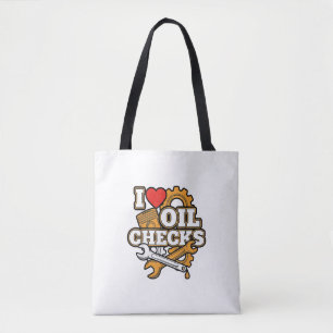 I Love Oil Checks Funny Auto Mechanic Car Men Wome Tote Bag