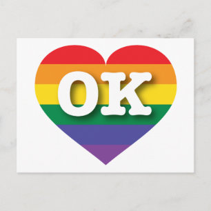 I Love Oklahoma Rainbow Heart Postcard