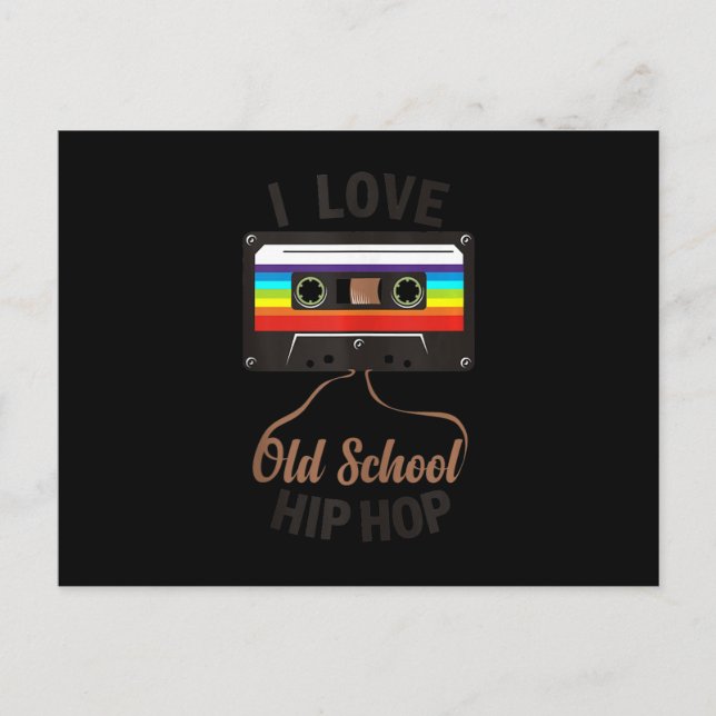 I LOVE OLD SCHOOL HIP HOP Music 80s 90s Cassette Invitation Postcard (Front)