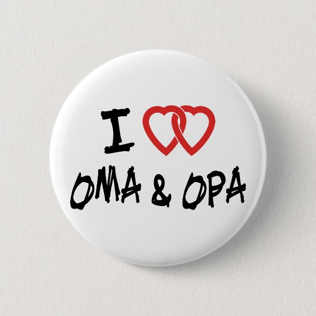 I Love Oma & Opa 6 Cm Round Badge (Front)