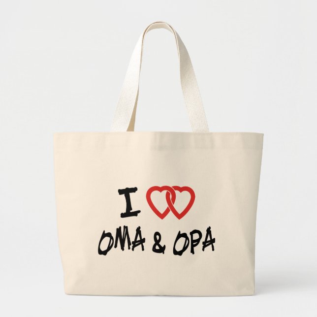 I Love Oma & Opa Large Tote Bag (Front)