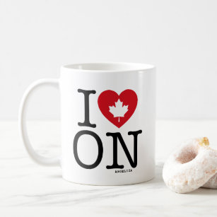 I Love ON   I Heart Ontario Canada Personalised Coffee Mug
