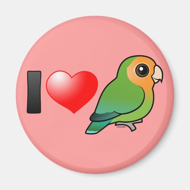 I Love Orangeface Peach-faced Lovebirds Magnet (Front)