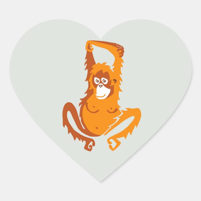 I love ORANGUTANS - Original graphics - Nature - Heart Sticker (Front)