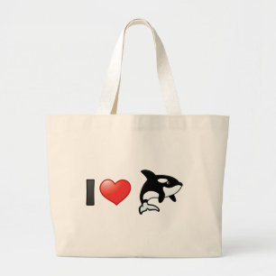 I Love Orcas Large Tote Bag