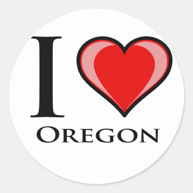 I Love Oregon Classic Round Sticker (Front)