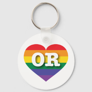 I love Oregon Gay Pride Rainbow Heart Key Ring