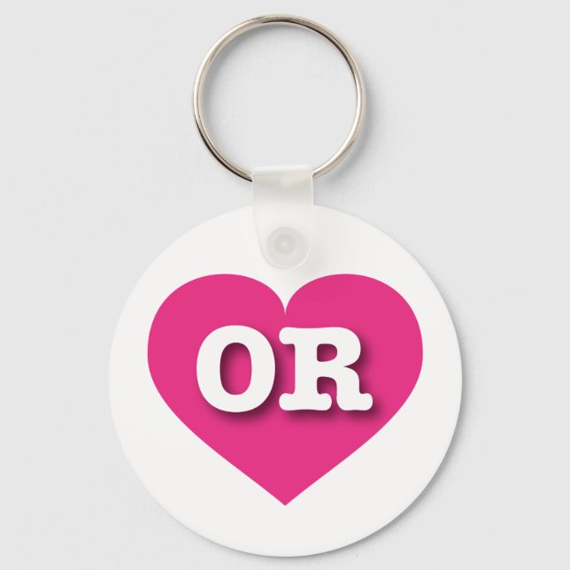 I love Oregon - OR hot pink heart Key Ring (Front)