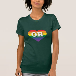 I Love Oregon Rainbow Heart T-Shirt