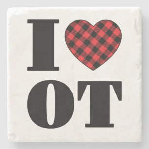 I Love OT Occupational Therapy Stone Coaster