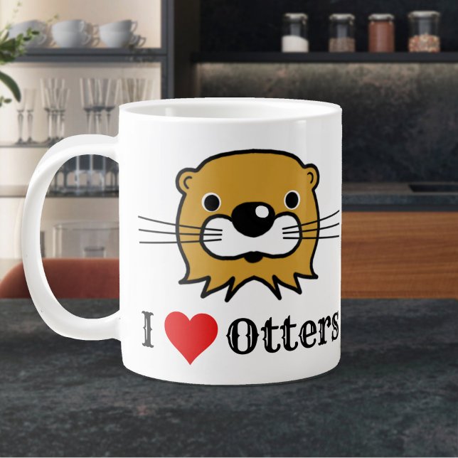 I Love Otters. Otter Appreciation Large Coffee Mug (Large Mug with I Love Otters)
