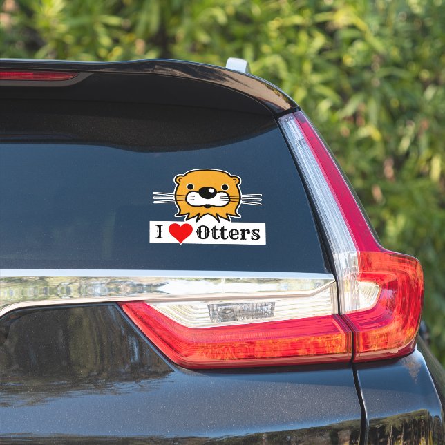 I Love Otters. Otter's Head Sticker (Car Side)