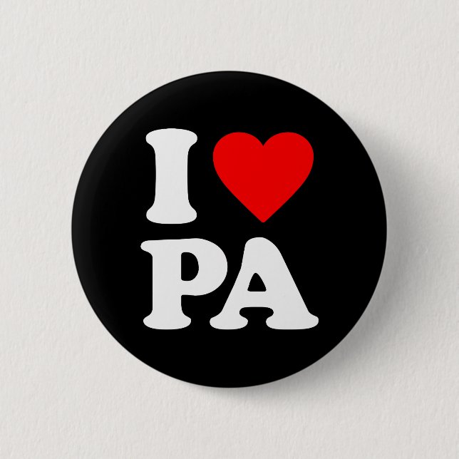 I LOVE PA 6 CM ROUND BADGE (Front)