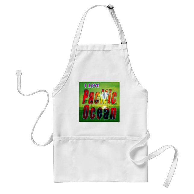 "I LOVE Pacific Ocean" Apron (Front)