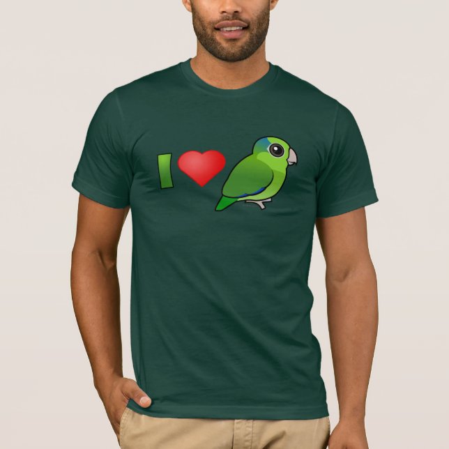 I Love Pacific Parrotlets (green) T-Shirt (Front)