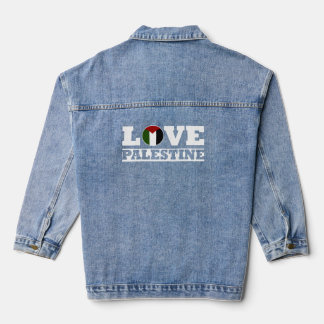 I Love Palestine Bold Typography Men's T-Shirt Denim Jacket