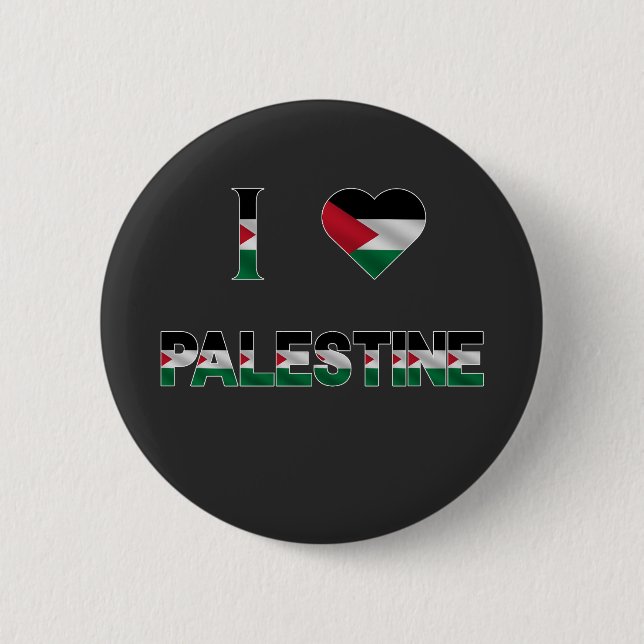 I Love Palestine Heart Flag Unity Freedom 6 Cm Round Badge (Front)
