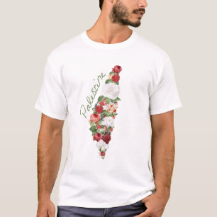 I Love Palestine Palestinian Map roses T-Shirt