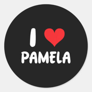 I Love Pamela - Heart - Name Classic Round Sticker
