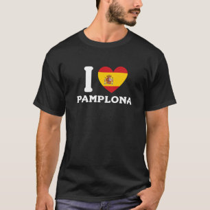 I Love Pamplona Spain Heart Spanish Flag Premium T-Shirt