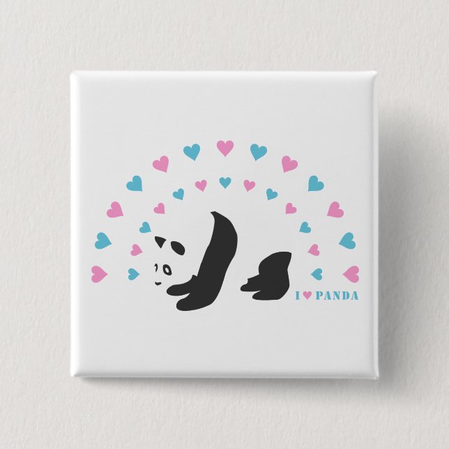 I Love Panda 15 Cm Square Badge (Front)