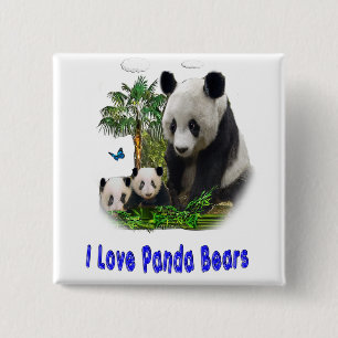 I love panda Bears 15 Cm Square Badge