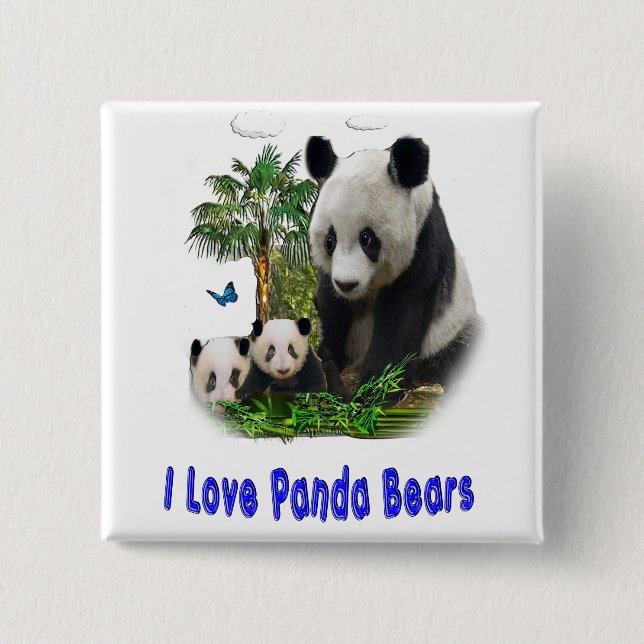 I love panda Bears 15 Cm Square Badge (Front)