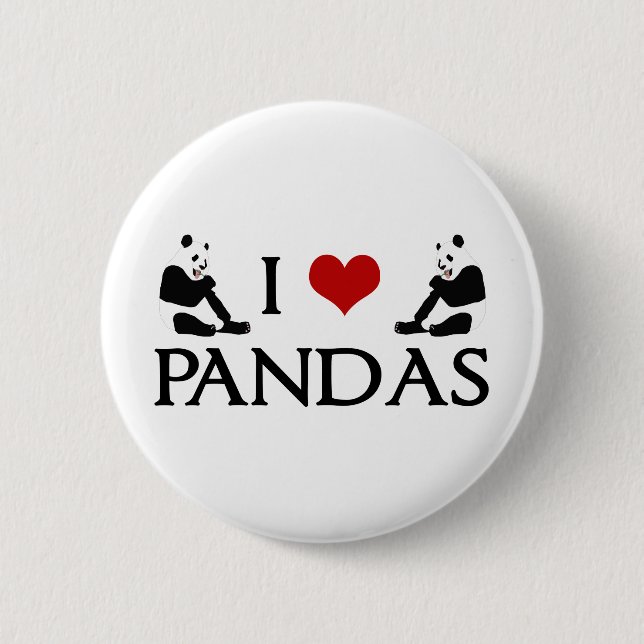 I Love Panda Bears Cute 6 Cm Round Badge (Front)