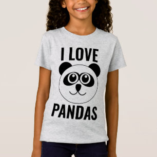 I LOVE PANDA BEARS KIDS GIRLS T-SHIRTS
