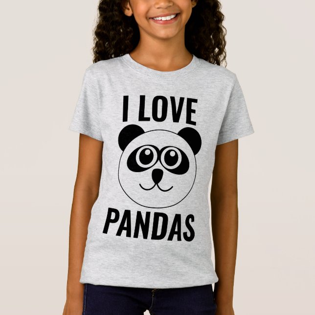 I LOVE PANDA BEARS KIDS GIRLS T-SHIRTS (Front)