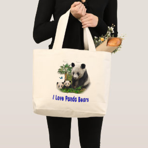 I love panda Bears Large Tote Bag