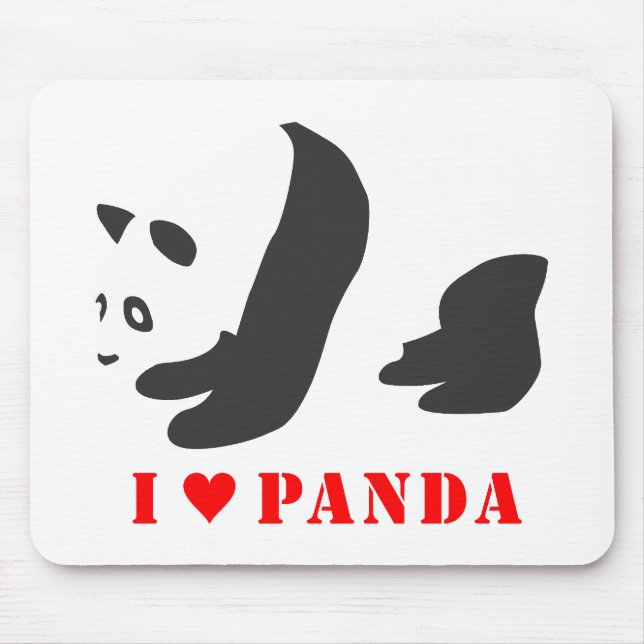 I Love Panda (Black) Mouse Pad (Front)