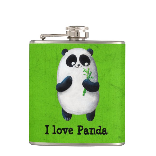I love Panda Hip Flask (Front)