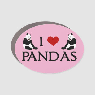 I Love Pandas Cute Pink Panda Bear Car Magnet