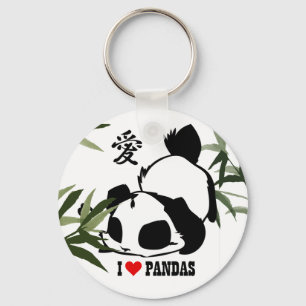 I Love Pandas Key Ring