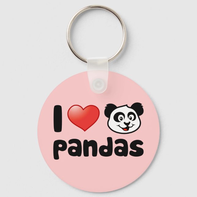 I Love Pandas Key Ring (Front)