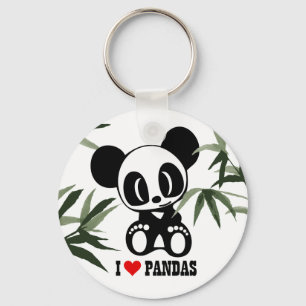 I Love Pandas Key Ring