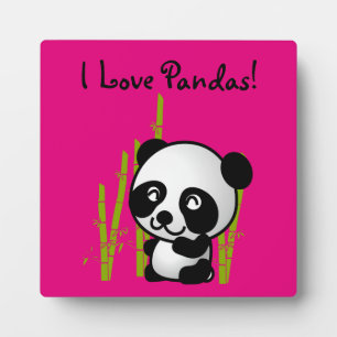I Love Pandas! Panda bear with bamboo Plaque