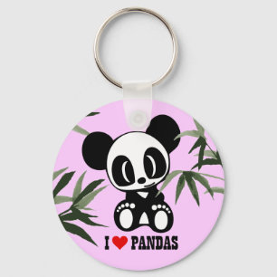 I Love Pandas - Pink Key Ring