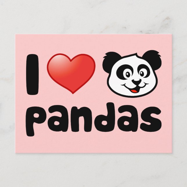 I Love Pandas Postcard (Front)
