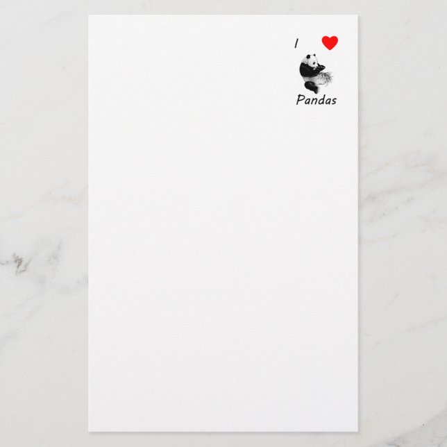 I Love Pandas Stationery (Front)