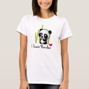 I love pandas with a cute panda bear and a heart T-Shirt