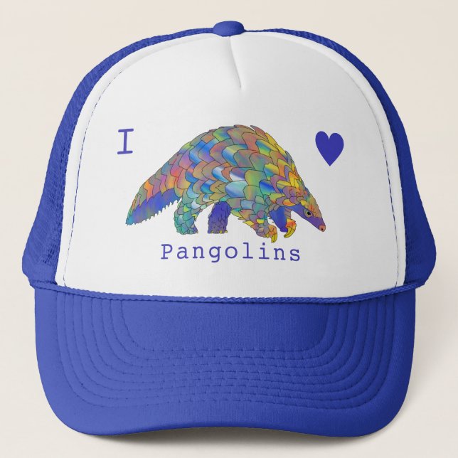 I Love Pangolins Endangered Animal colourful Art Trucker Hat (Front)