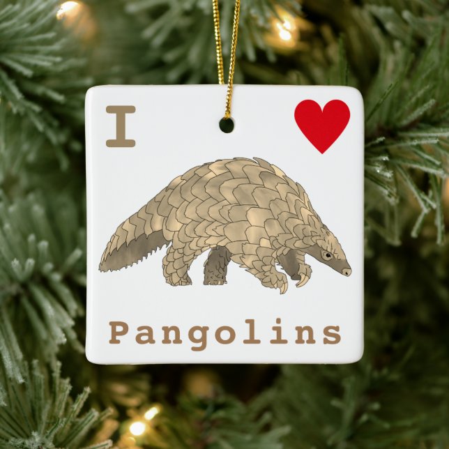 I Love Pangolins Slogan Ceramic Ornament (Tree)