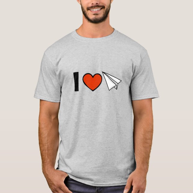 I Love Paper Aeroplanes T-Shirt (Front)