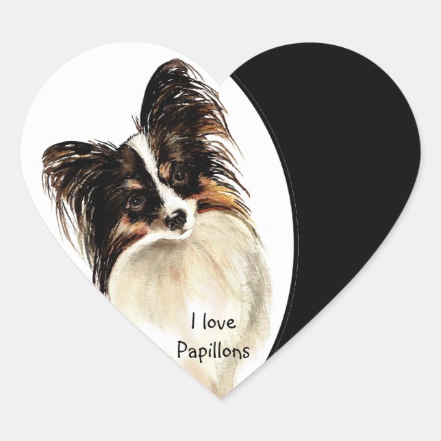 I love Papillons Dog, Pet with Heart Sticker (Front)
